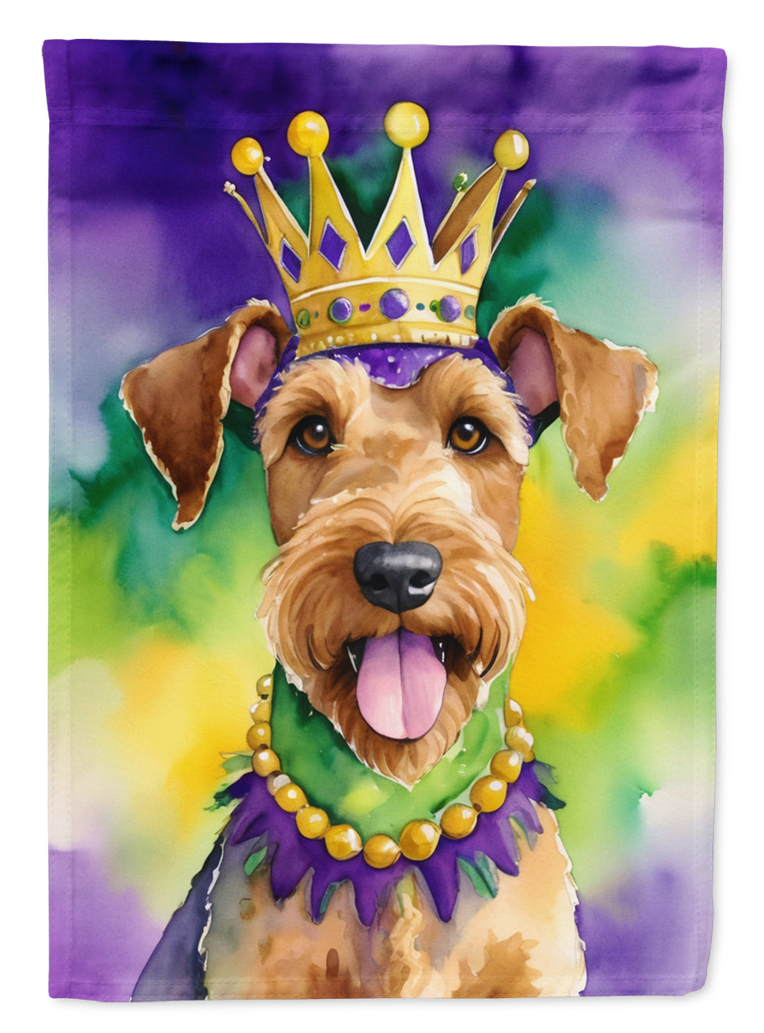 Buy this Airedale Terrier King of Mardi Gras House Flag