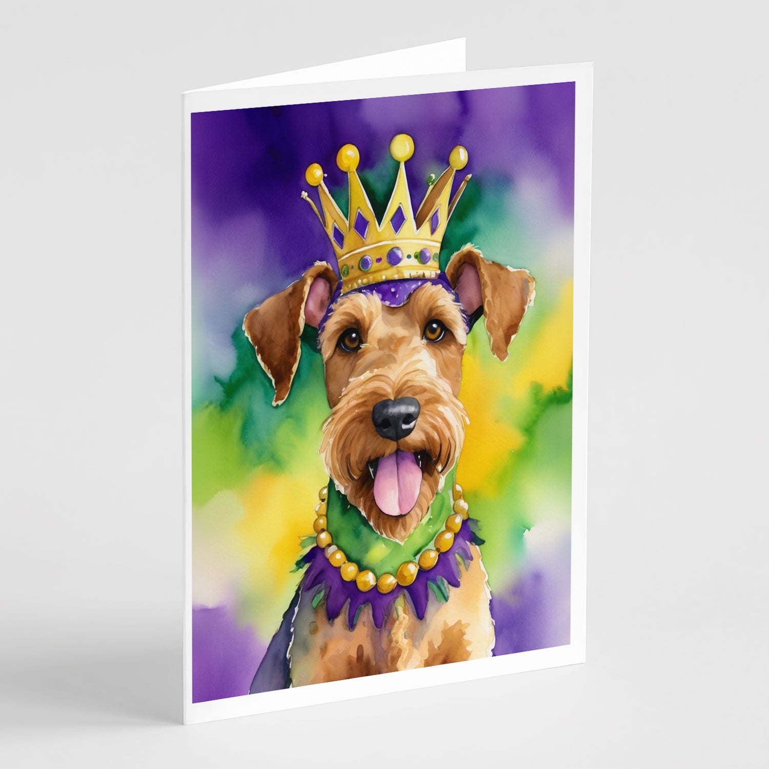 Buy this Airedale Terrier King of Mardi Gras Greeting Cards Pack of 8