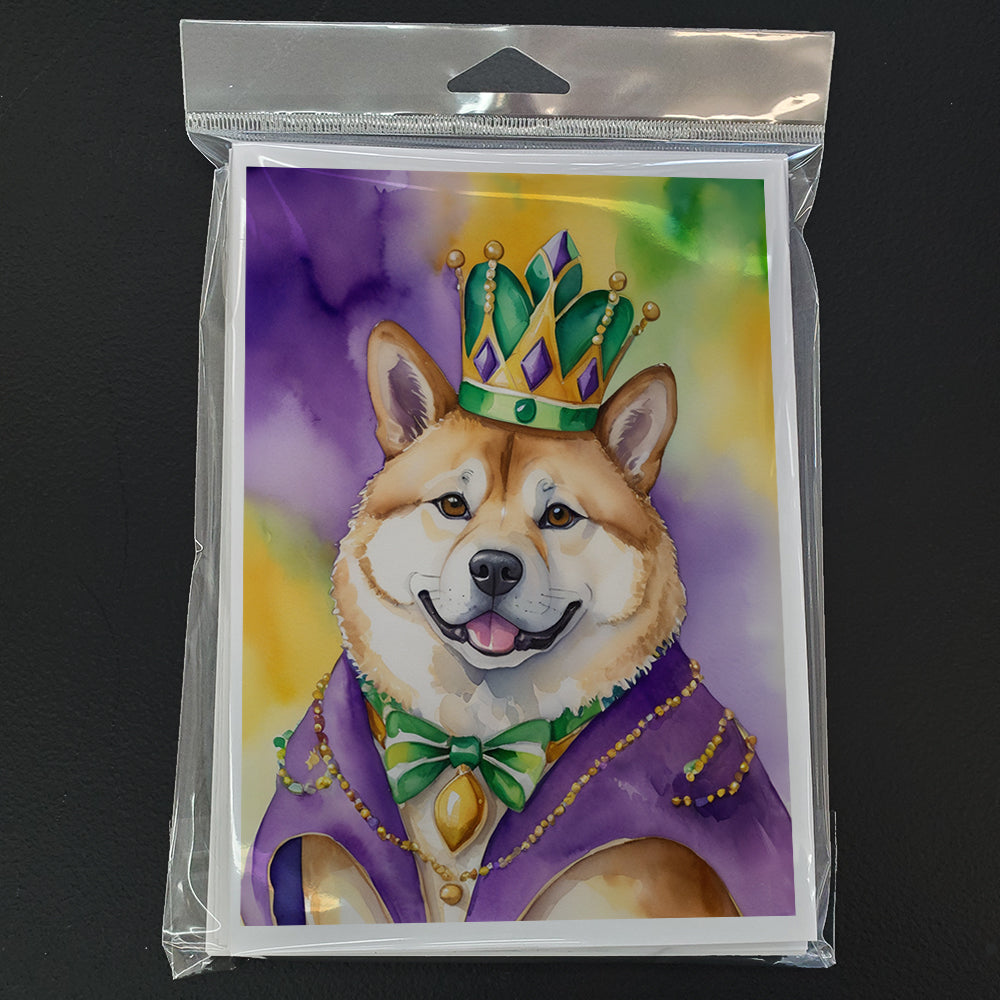 Akita King of Mardi Gras Greeting Cards Pack of 8