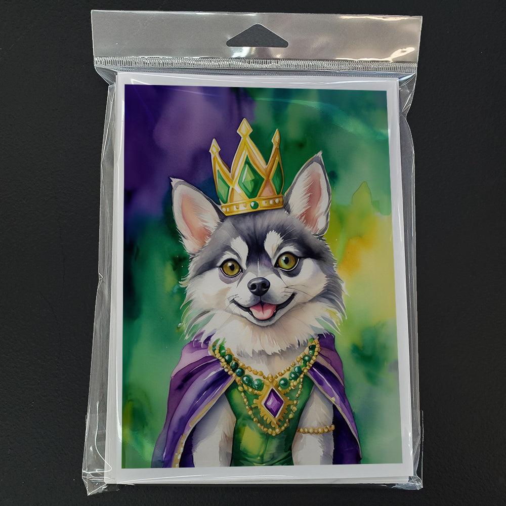 Alaskan Klee Kai King of Mardi Gras Greeting Cards Pack of 8