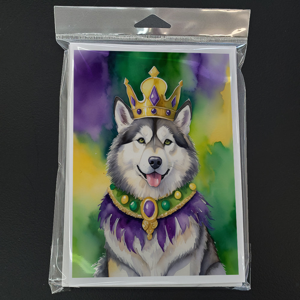 Alaskan Malamute King of Mardi Gras Greeting Cards Pack of 8