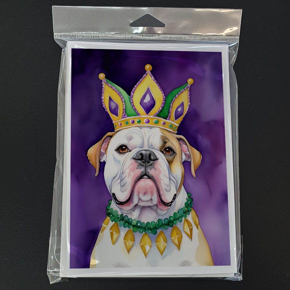 American Bulldog King of Mardi Gras Greeting Cards Pack of 8