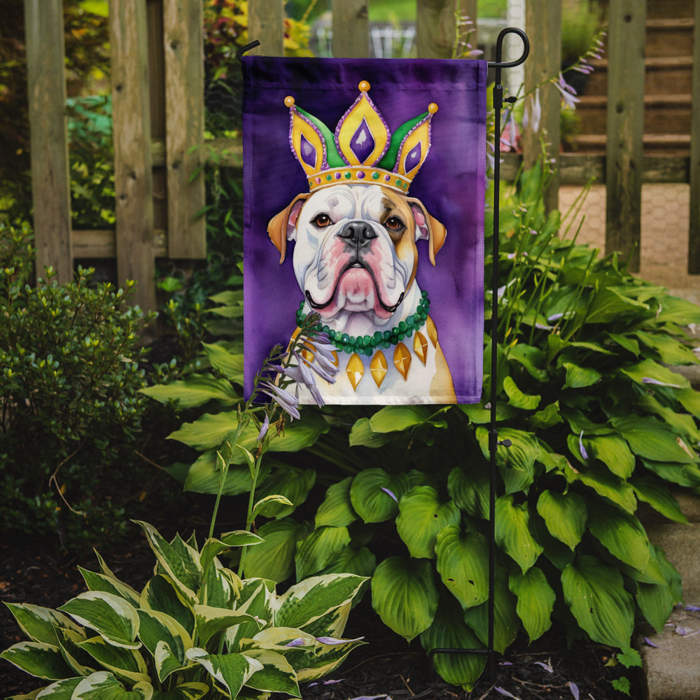 American Bulldog King of Mardi Gras Garden Flag