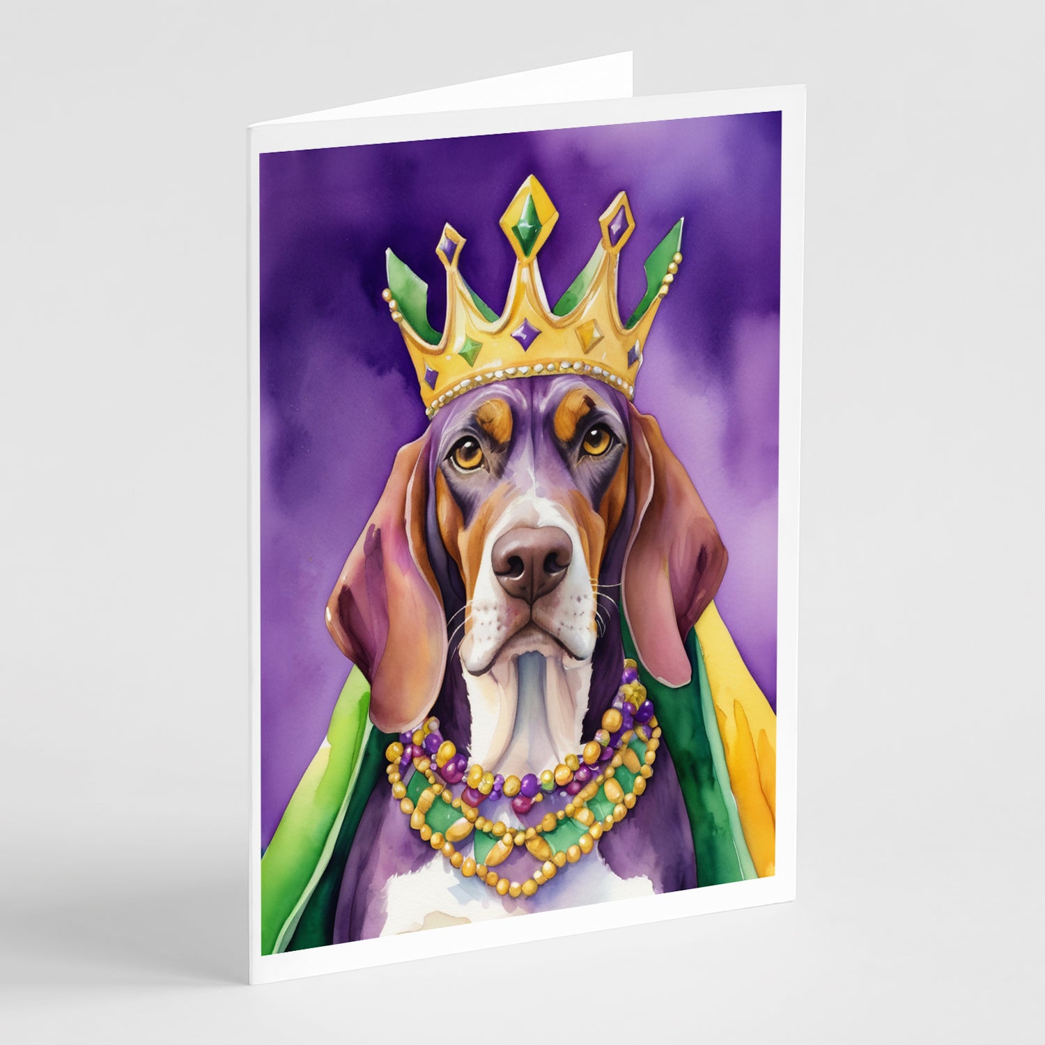 Buy this American English Coonhound King of Mardi Gras Greeting Cards Pack of 8