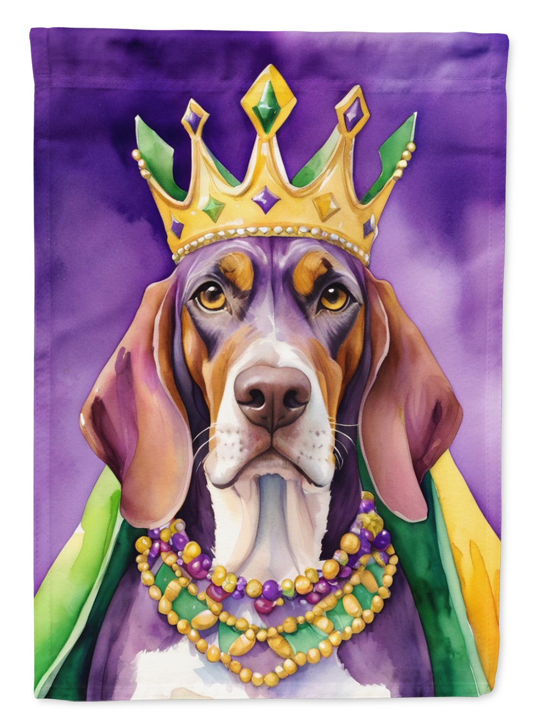 Buy this American English Coonhound King of Mardi Gras Garden Flag