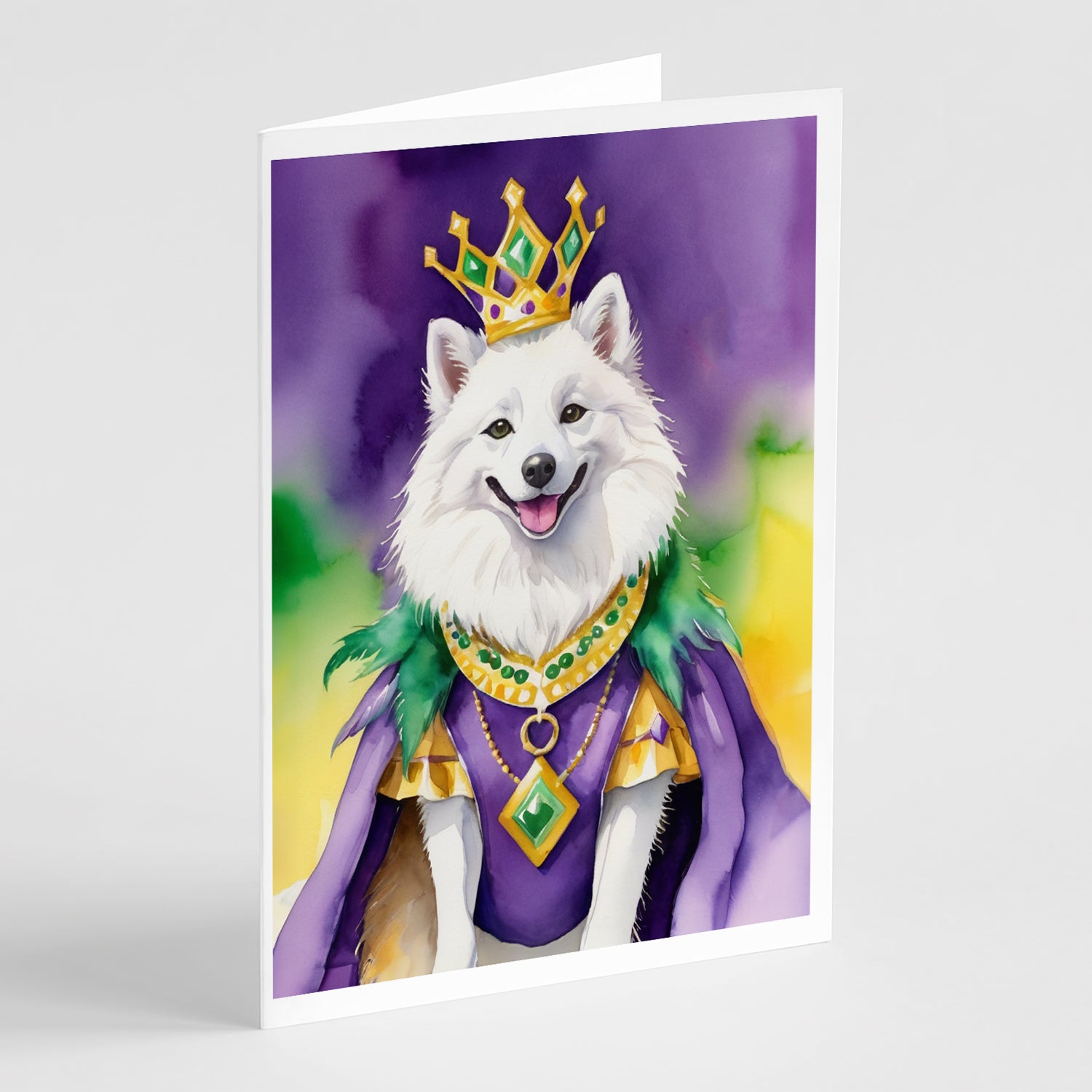 Buy this American Eskimo King of Mardi Gras Greeting Cards Pack of 8
