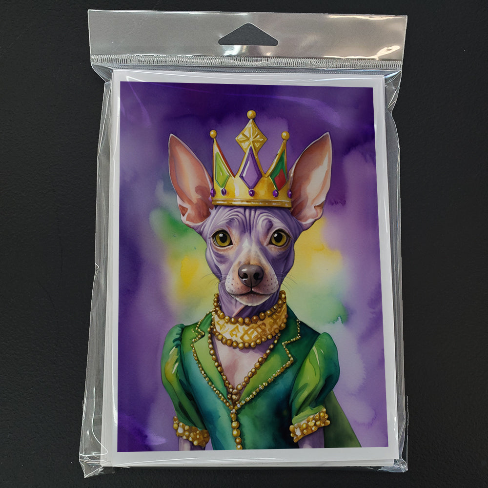 American Hairless Terrier King of Mardi Gras Greeting Cards Pack of 8