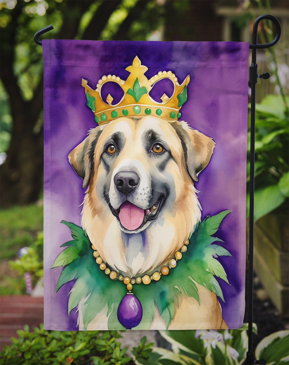 Anatolian Shepherd Dog King of Mardi Gras Garden Flag