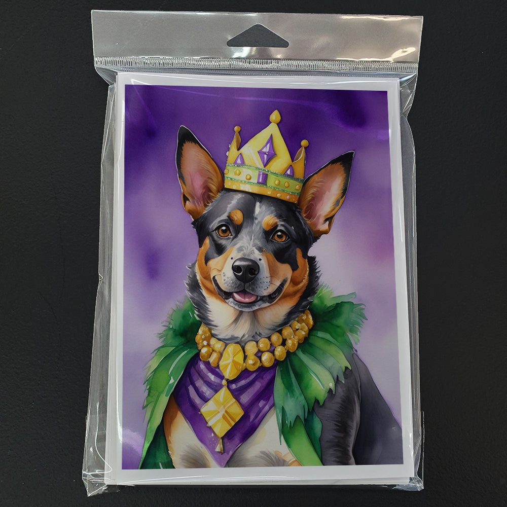 Australian Cattle Dog King of Mardi Gras Greeting Cards Pack of 8