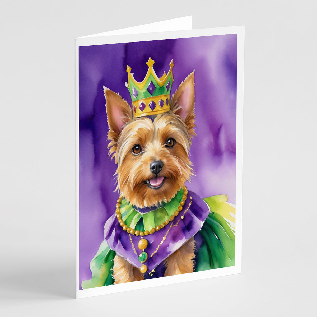 Buy this Australian Terrier King of Mardi Gras Greeting Cards Pack of 8