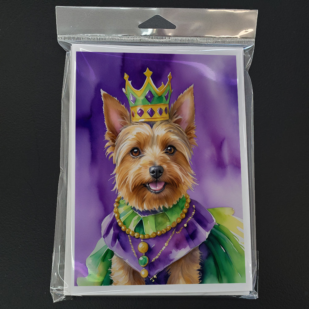 Australian Terrier King of Mardi Gras Greeting Cards Pack of 8
