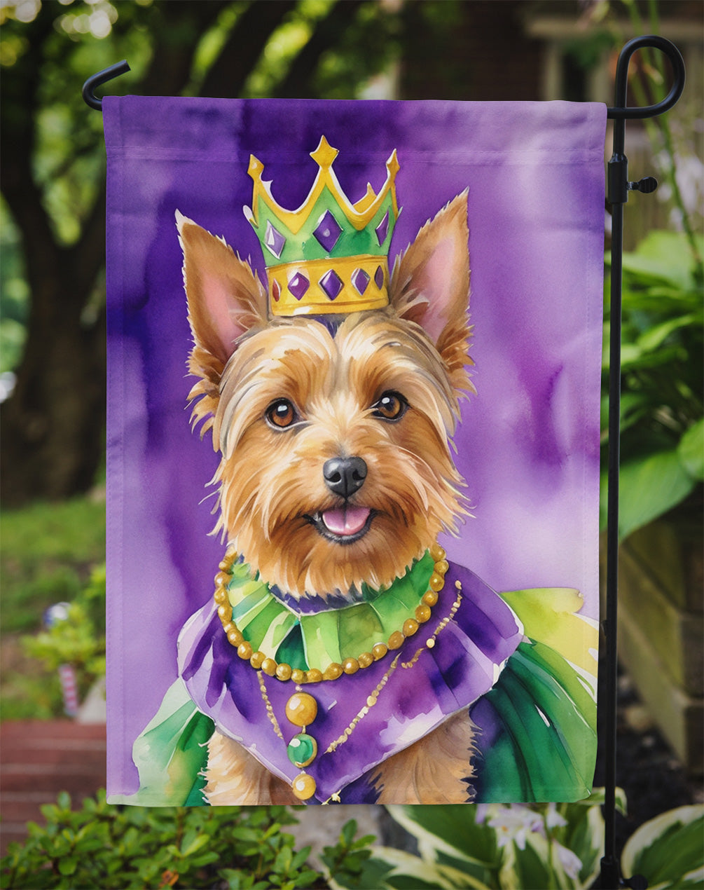 Australian Terrier King of Mardi Gras Garden Flag