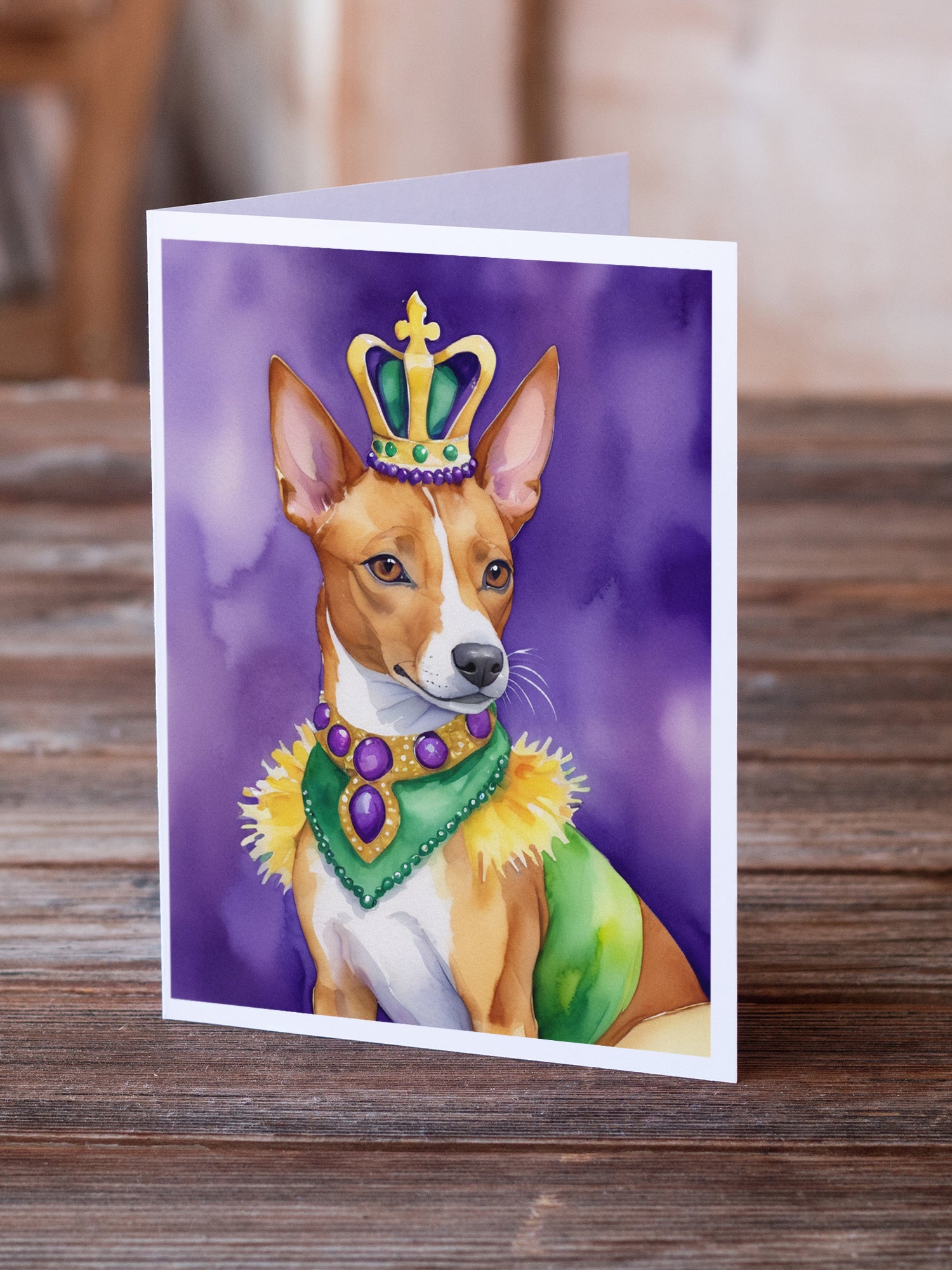 Buy this Basenji King of Mardi Gras Greeting Cards Pack of 8