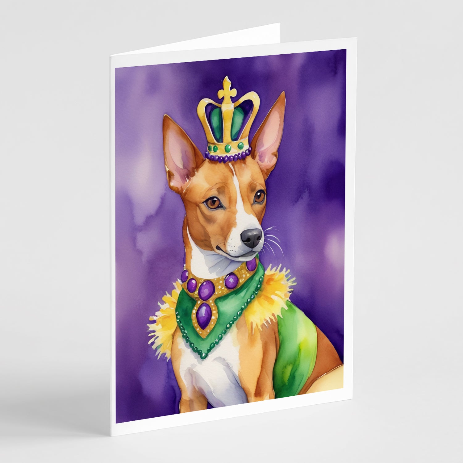 Buy this Basenji King of Mardi Gras Greeting Cards Pack of 8