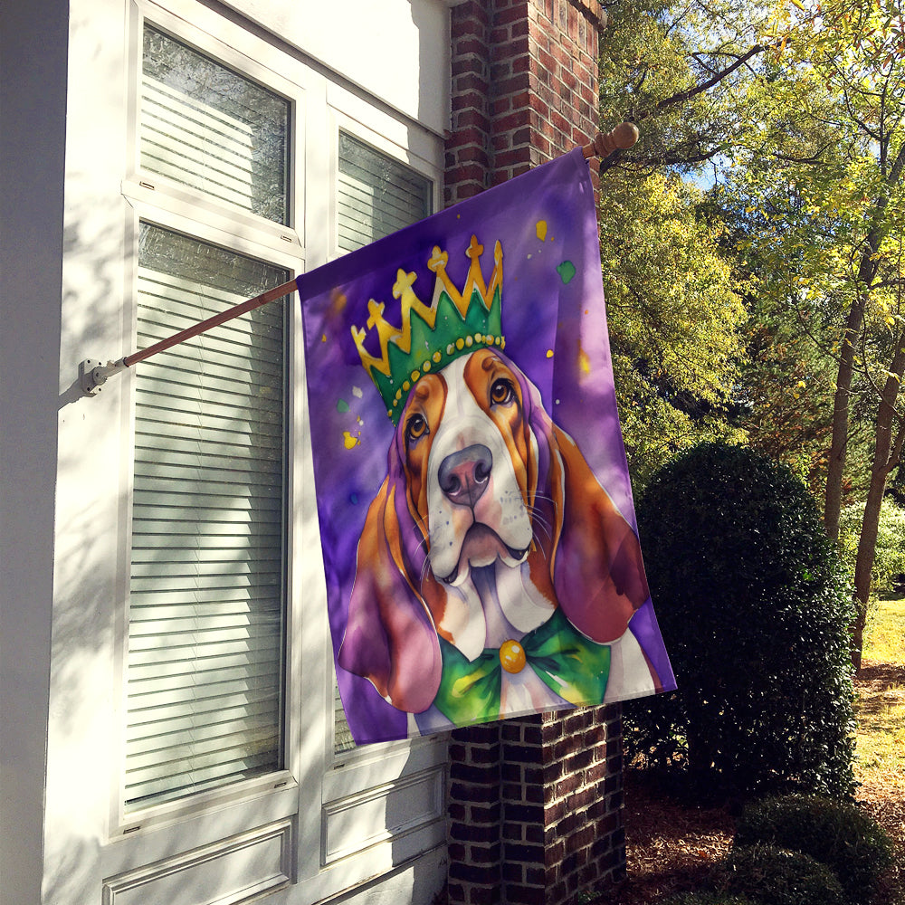 Basset Hound King of Mardi Gras House Flag