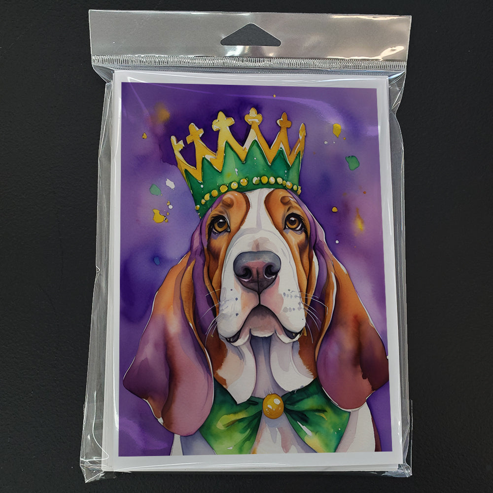 Basset Hound King of Mardi Gras Greeting Cards Pack of 8