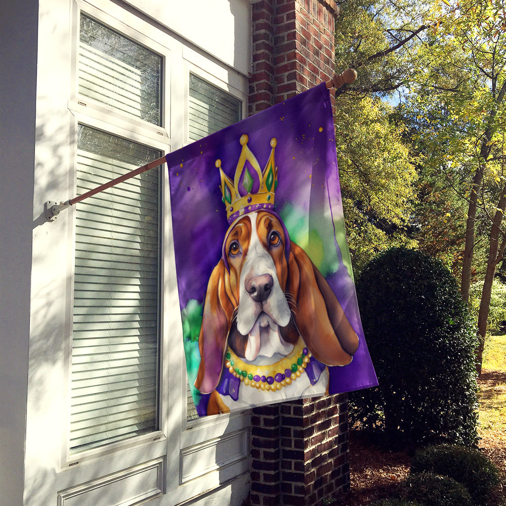 Basset Hound King of Mardi Gras House Flag