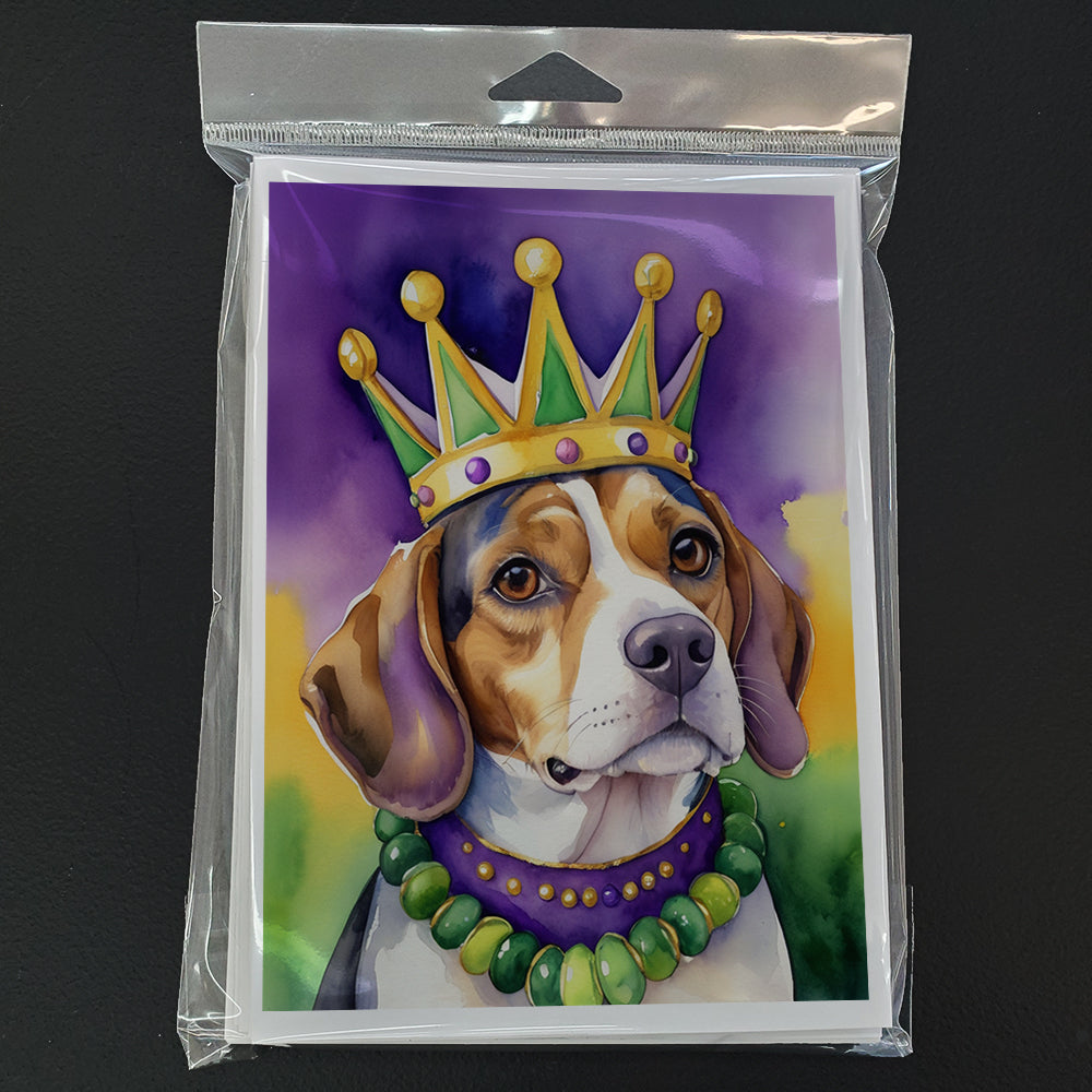 Beagle King of Mardi Gras Greeting Cards Pack of 8