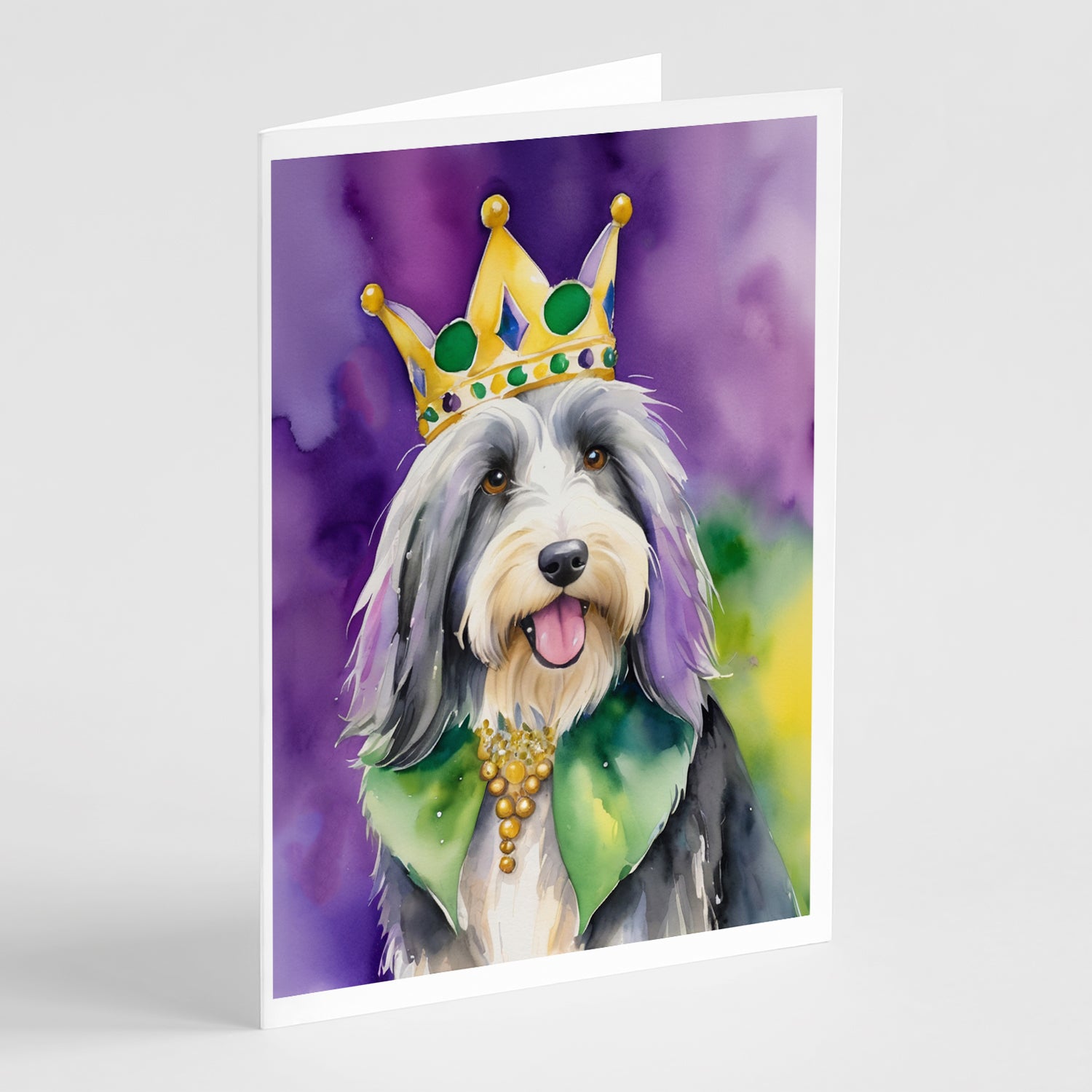 Buy this Bearded Collie King of Mardi Gras Greeting Cards Pack of 8