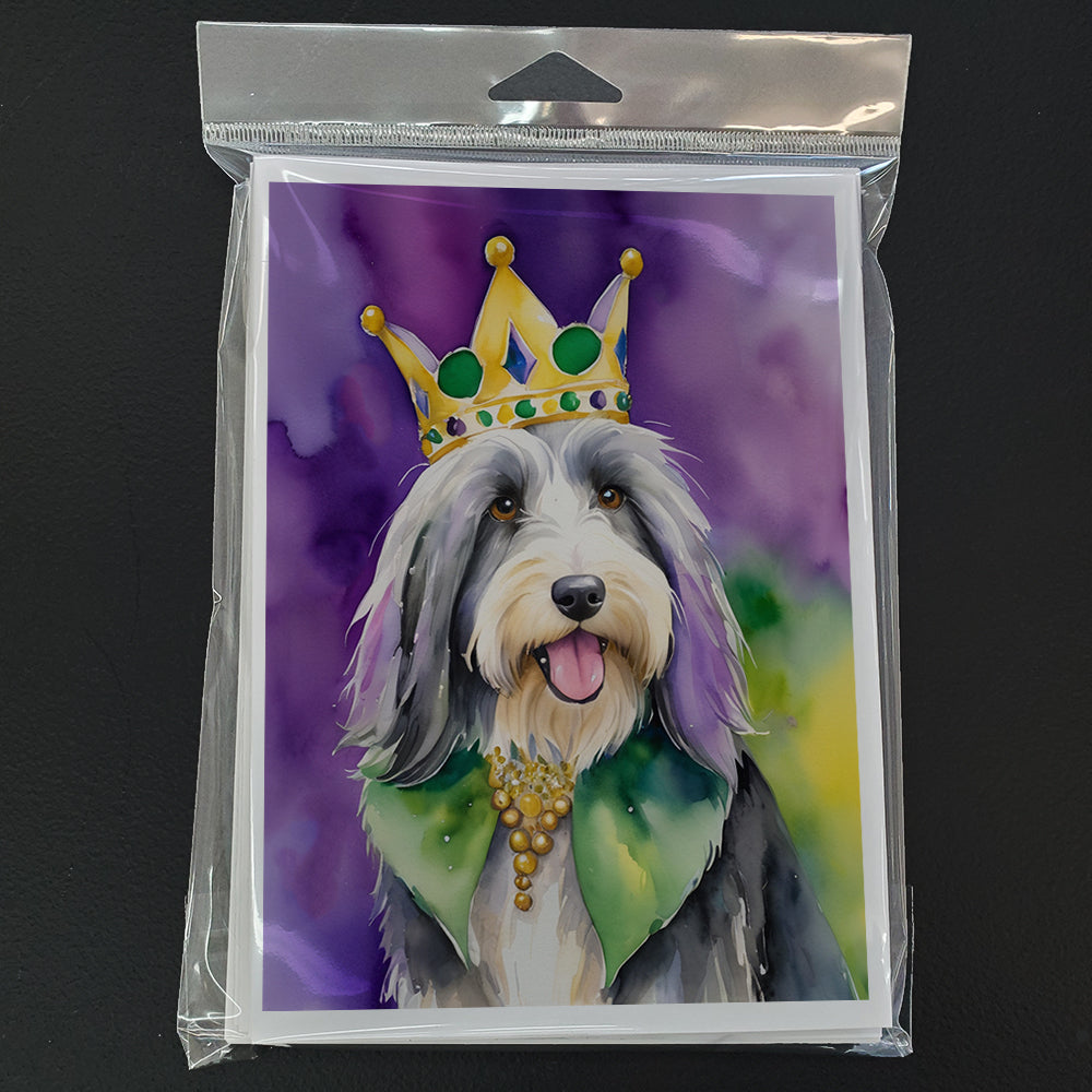 Bearded Collie King of Mardi Gras Greeting Cards Pack of 8