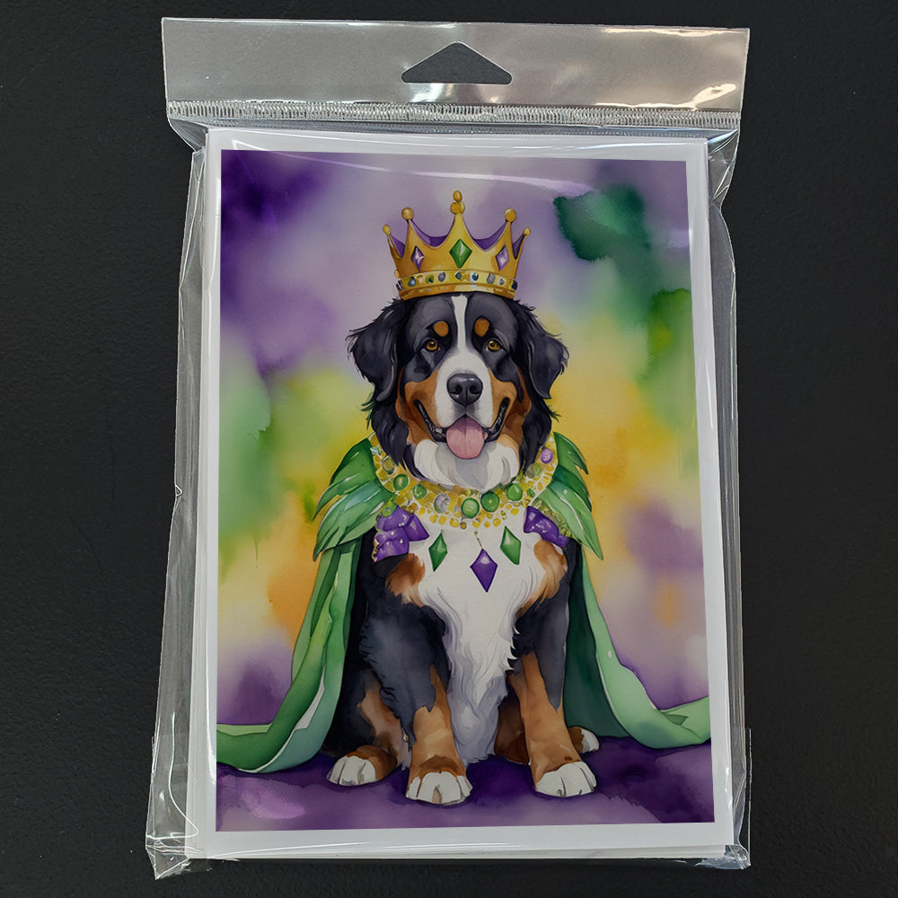 Bernese Mountain Dog King of Mardi Gras Greeting Cards Pack of 8