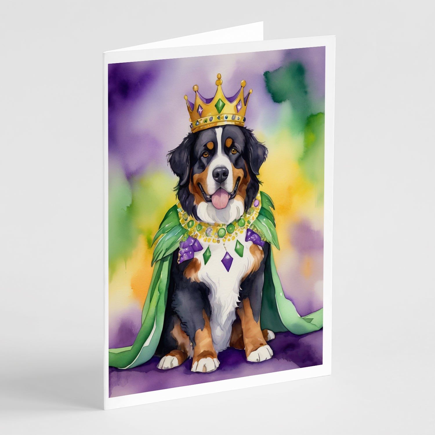 Buy this Bernese Mountain Dog King of Mardi Gras Greeting Cards Pack of 8