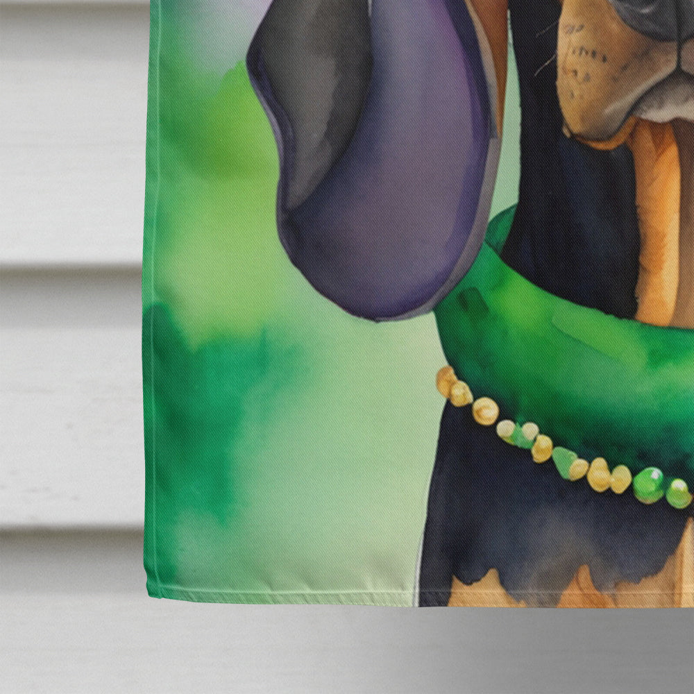 Black and Tan Coonhound King of Mardi Gras House Flag