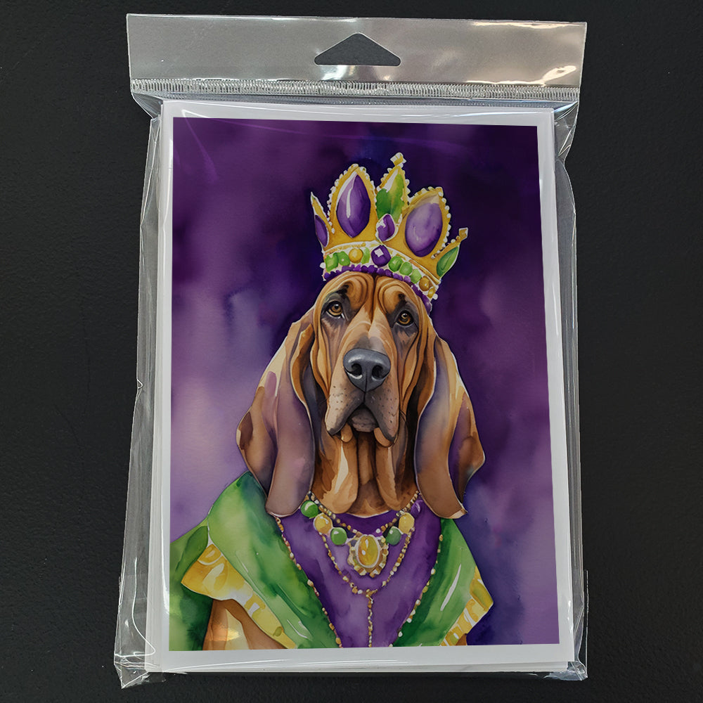 Bloodhound King of Mardi Gras Greeting Cards Pack of 8