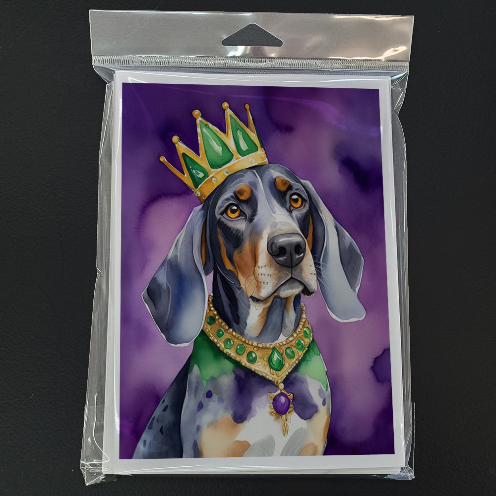 Bluetick Coonhound King of Mardi Gras Greeting Cards Pack of 8