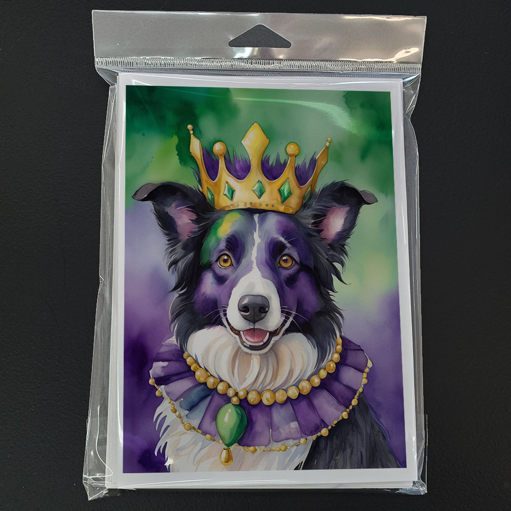Border Collie King of Mardi Gras Greeting Cards Pack of 8