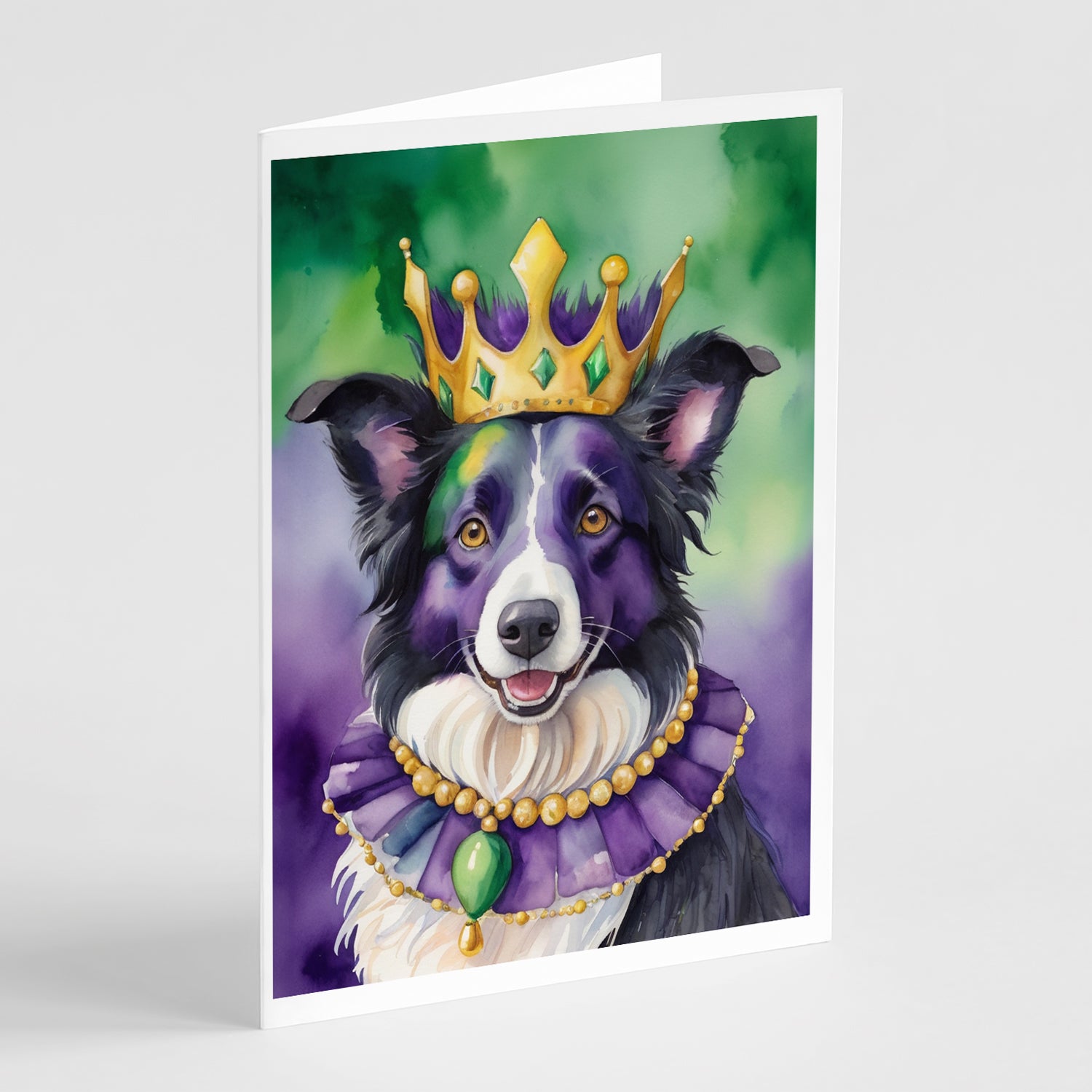 Buy this Border Collie King of Mardi Gras Greeting Cards Pack of 8