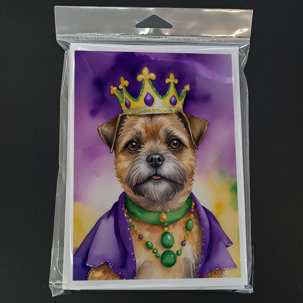 Border Terrier King of Mardi Gras Greeting Cards Pack of 8