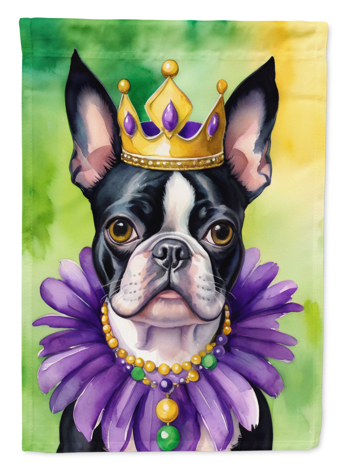 Buy this Boston Terrier King of Mardi Gras Garden Flag