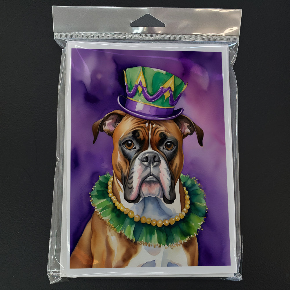 Boxer King of Mardi Gras Greeting Cards Pack of 8