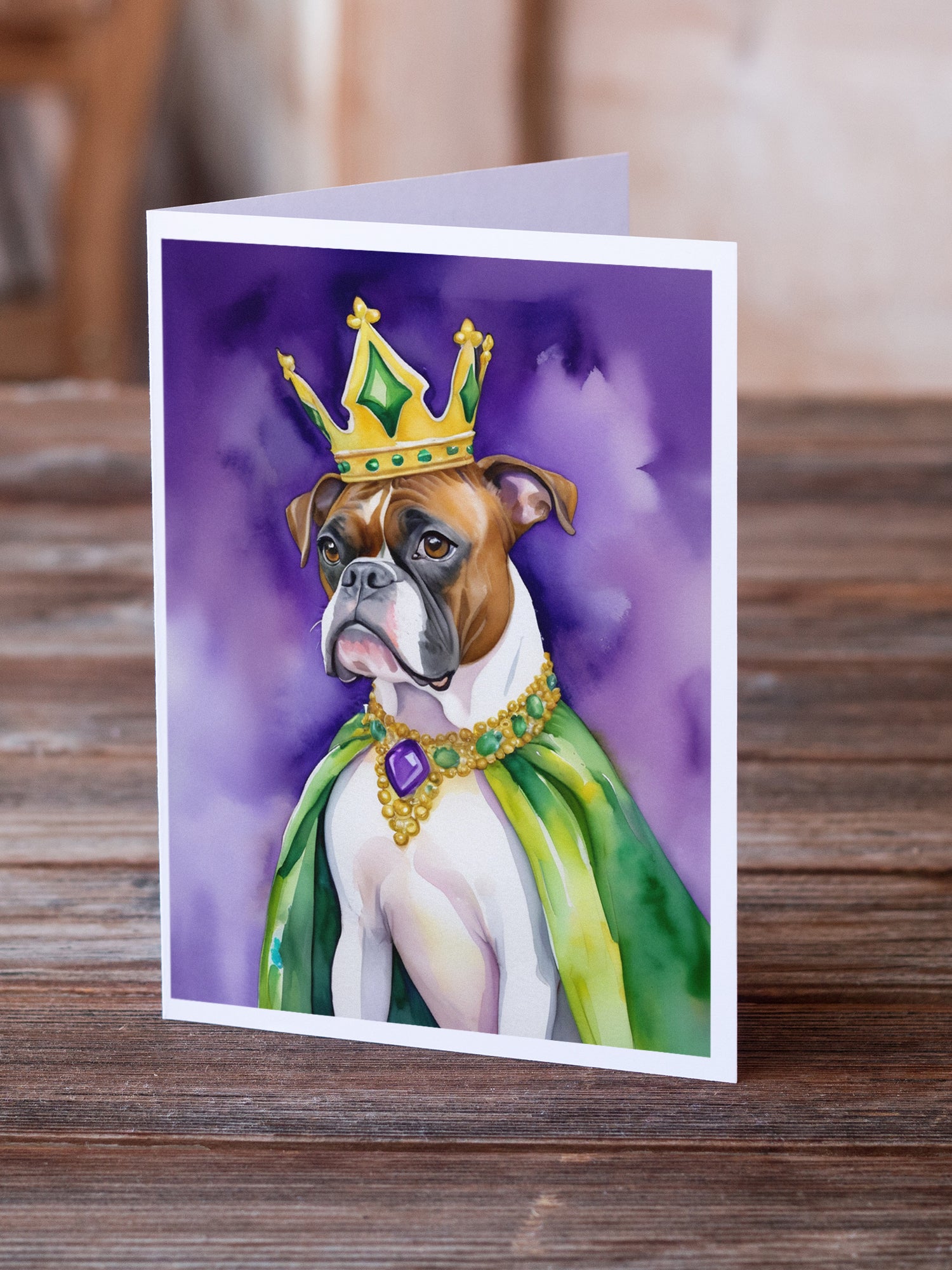 Buy this Boxer King of Mardi Gras Greeting Cards Pack of 8
