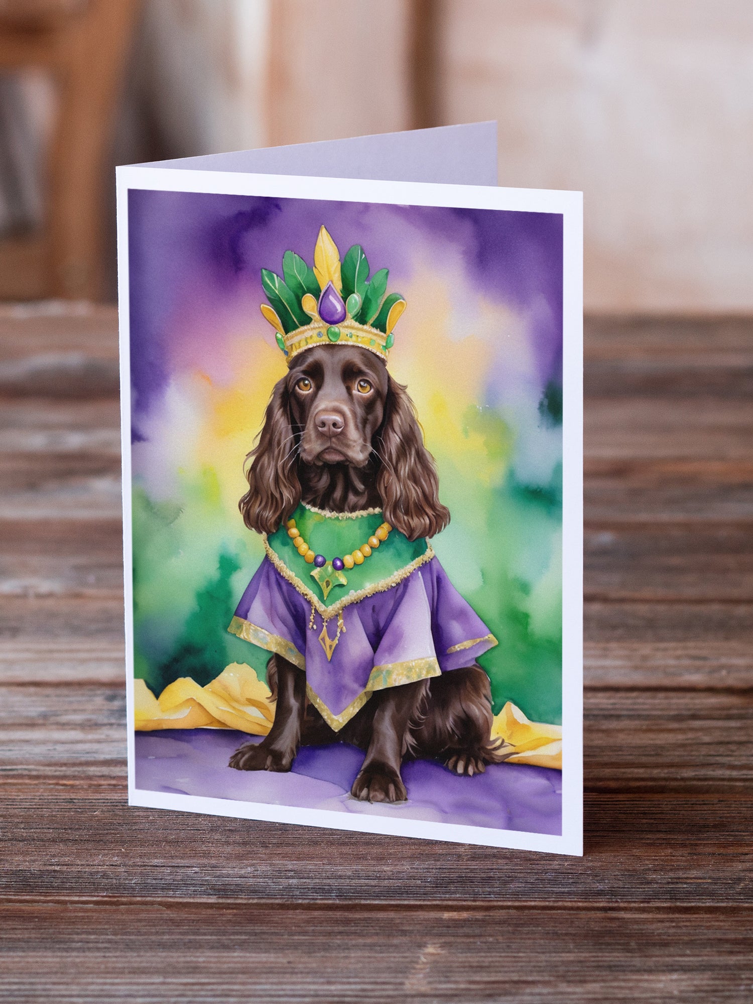 Boykin Spaniel King of Mardi Gras Greeting Cards Pack of 8