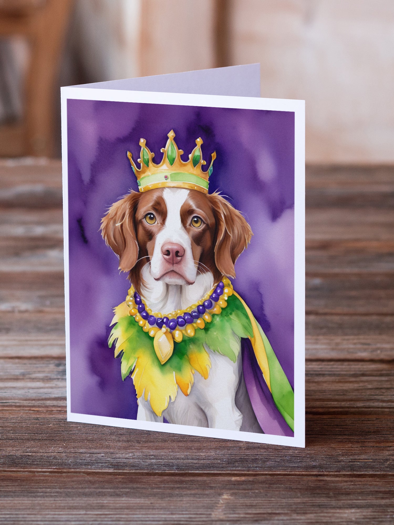 Buy this Brittany Spaniel King of Mardi Gras Greeting Cards Pack of 8