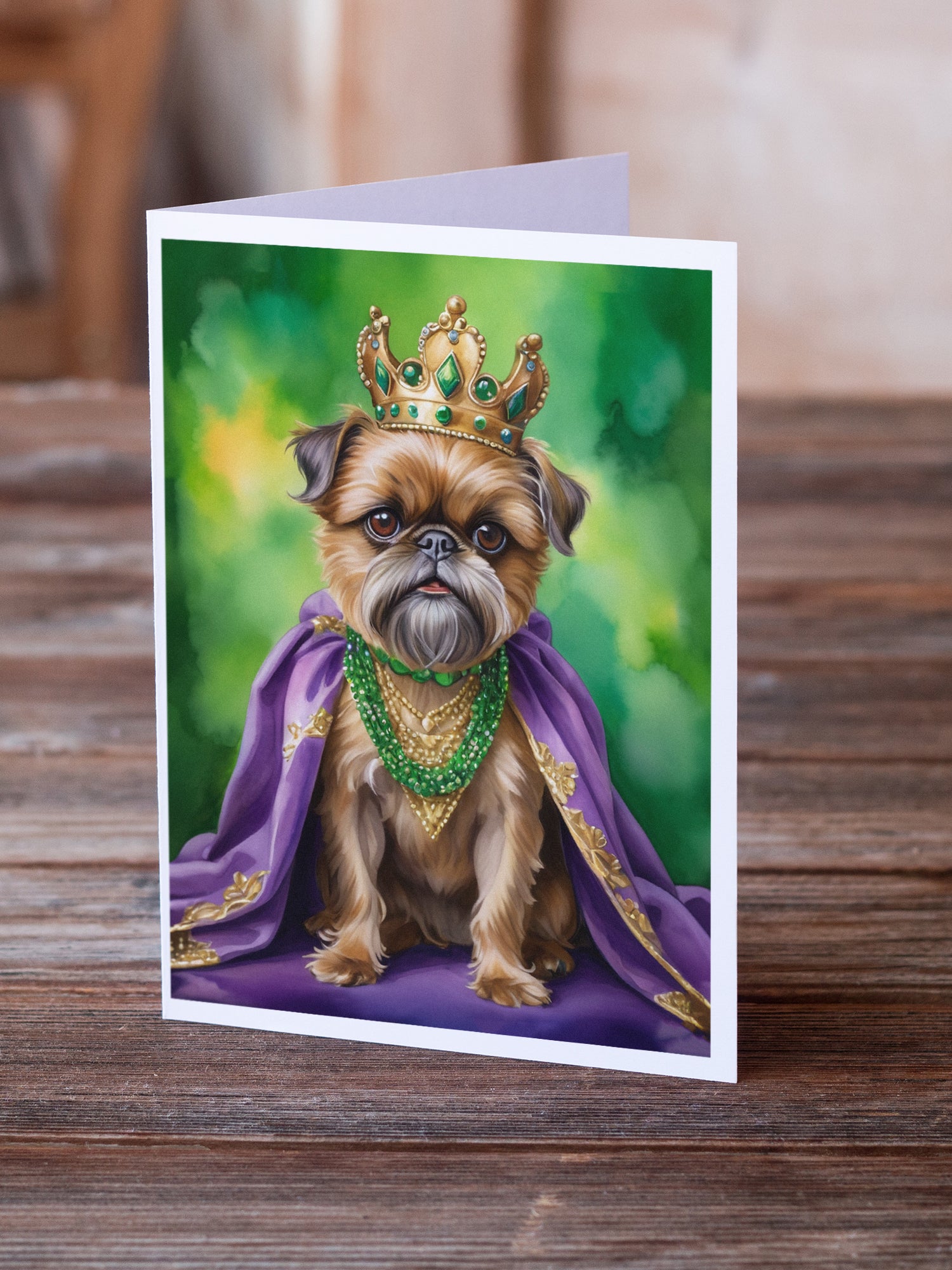 Brussels Griffon King of Mardi Gras Greeting Cards Pack of 8