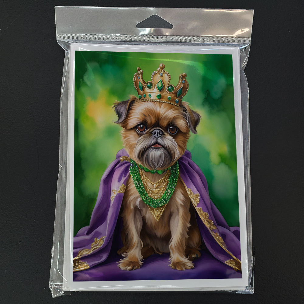 Brussels Griffon King of Mardi Gras Greeting Cards Pack of 8