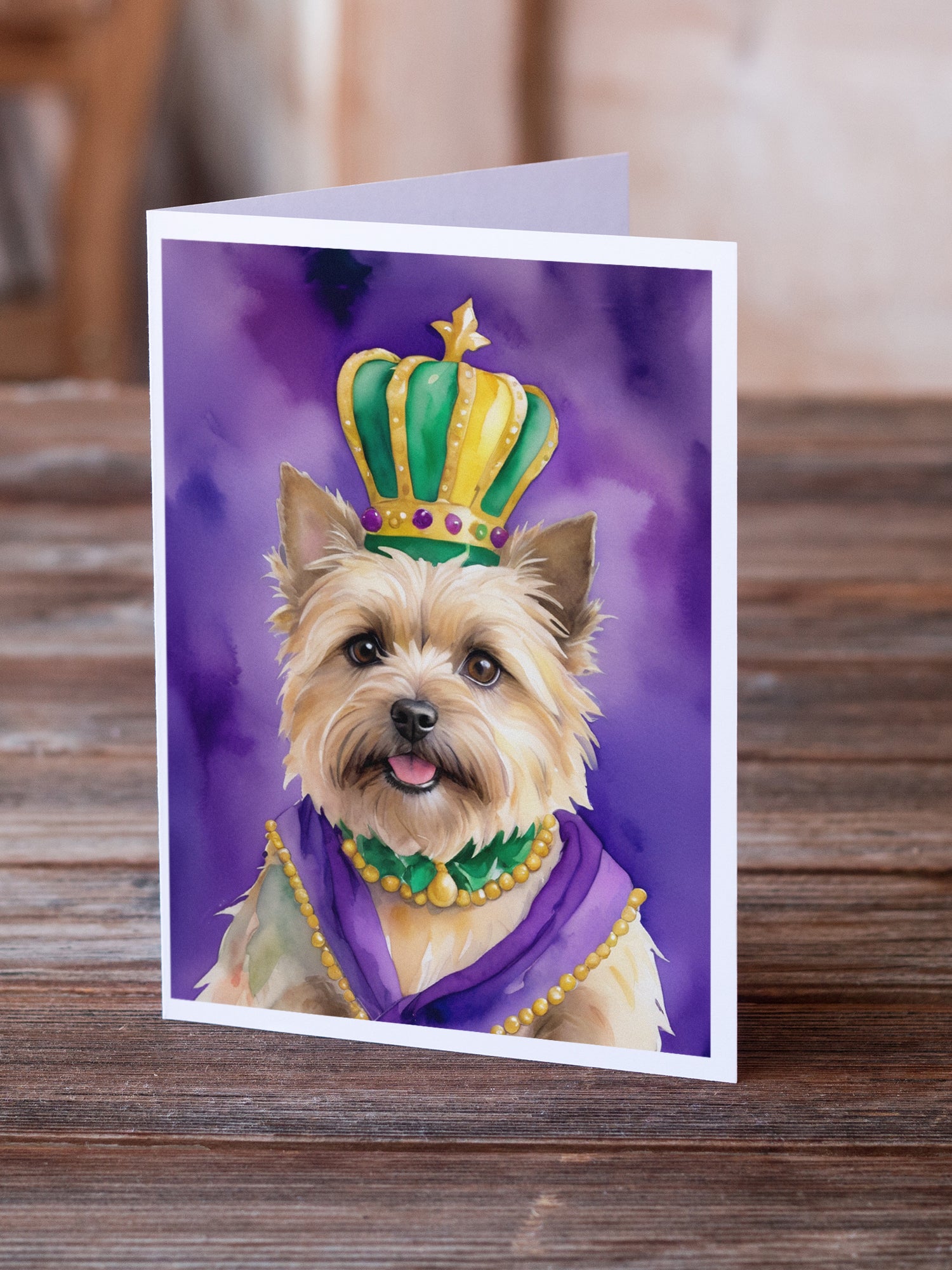 Cairn Terrier King of Mardi Gras Greeting Cards Pack of 8