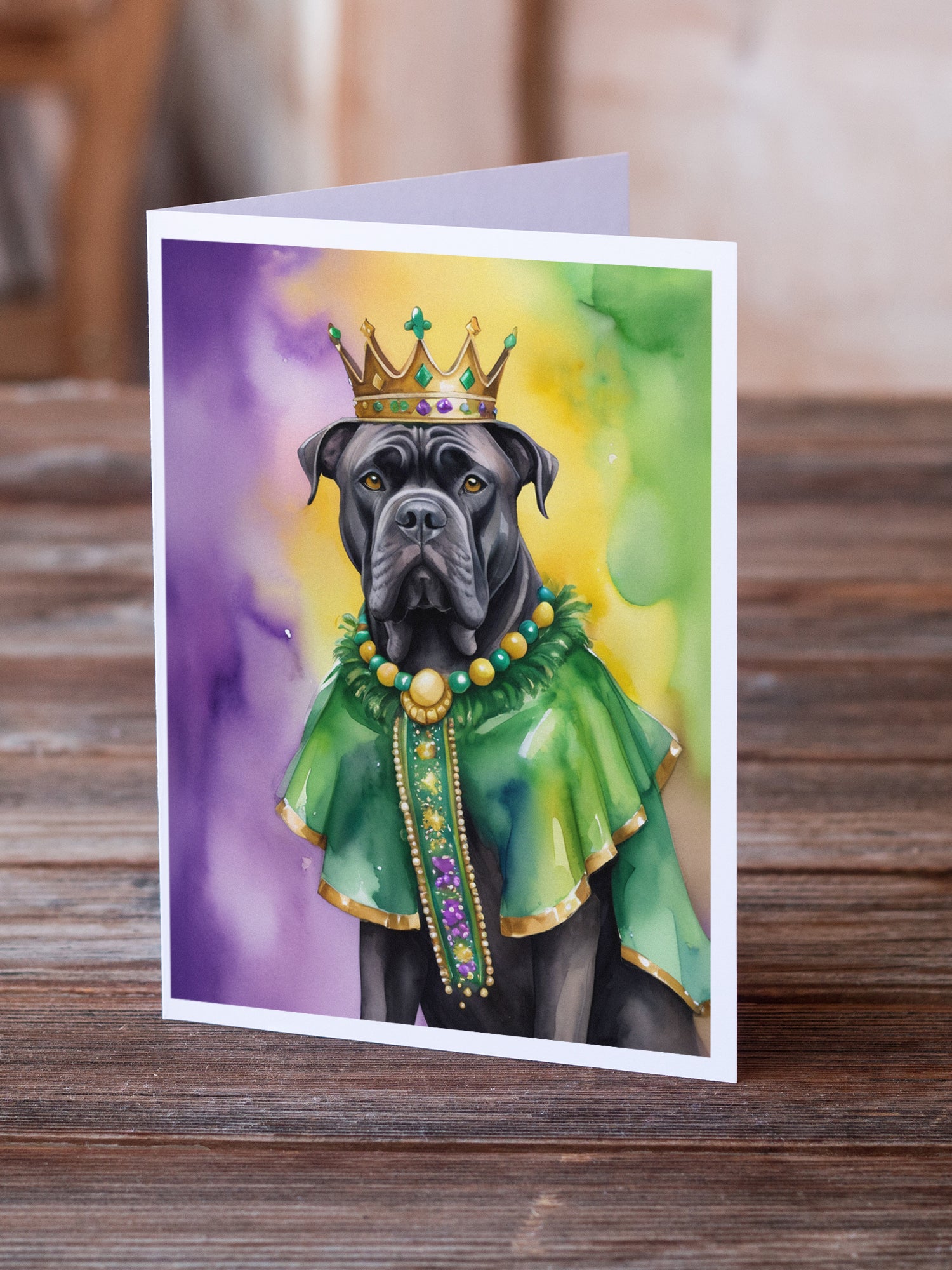 Cane Corso King of Mardi Gras Greeting Cards Pack of 8