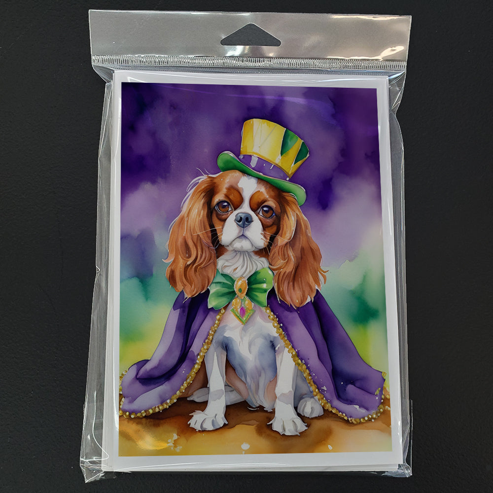 Cavalier Spaniel King of Mardi Gras Greeting Cards Pack of 8