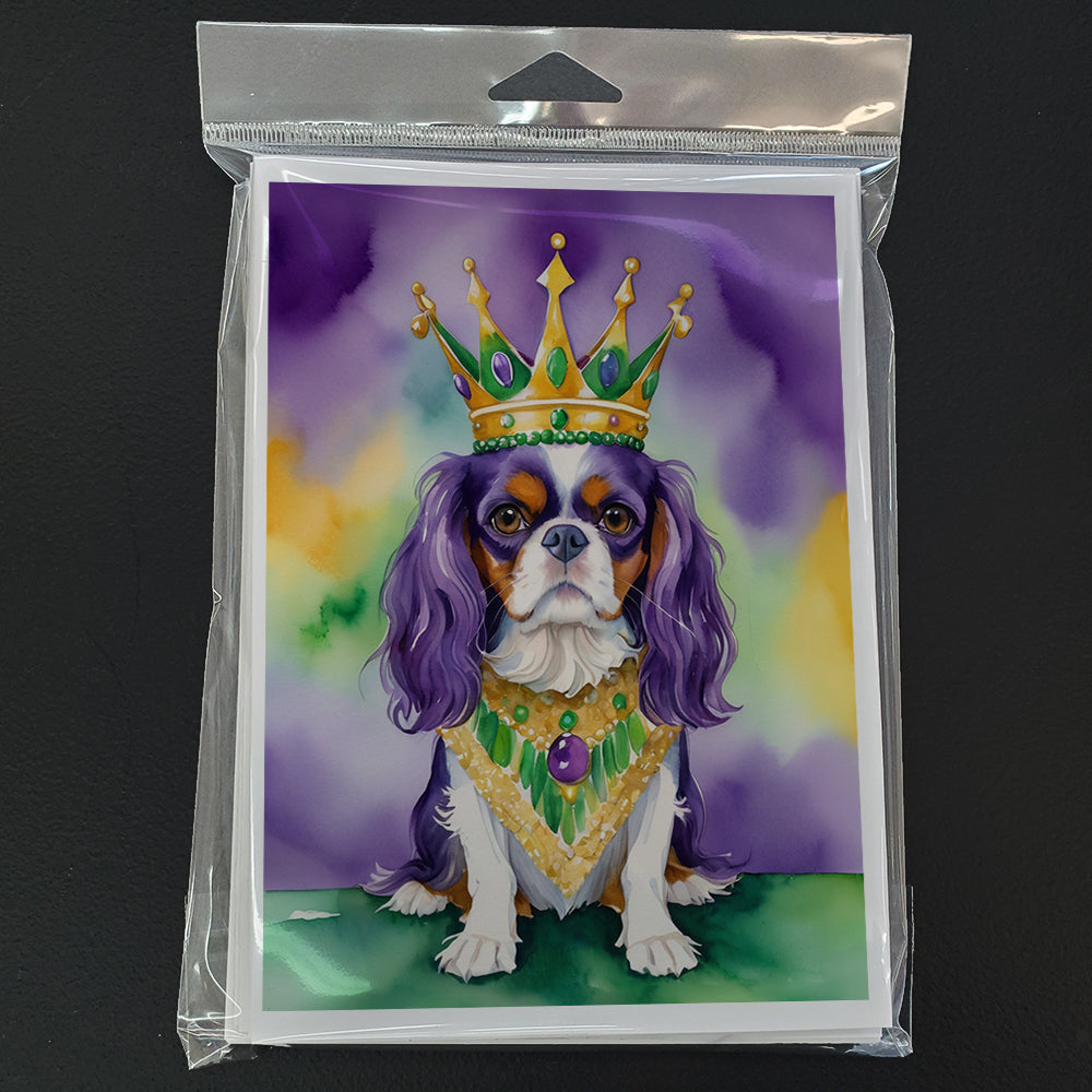 Cavalier Spaniel King of Mardi Gras Greeting Cards Pack of 8