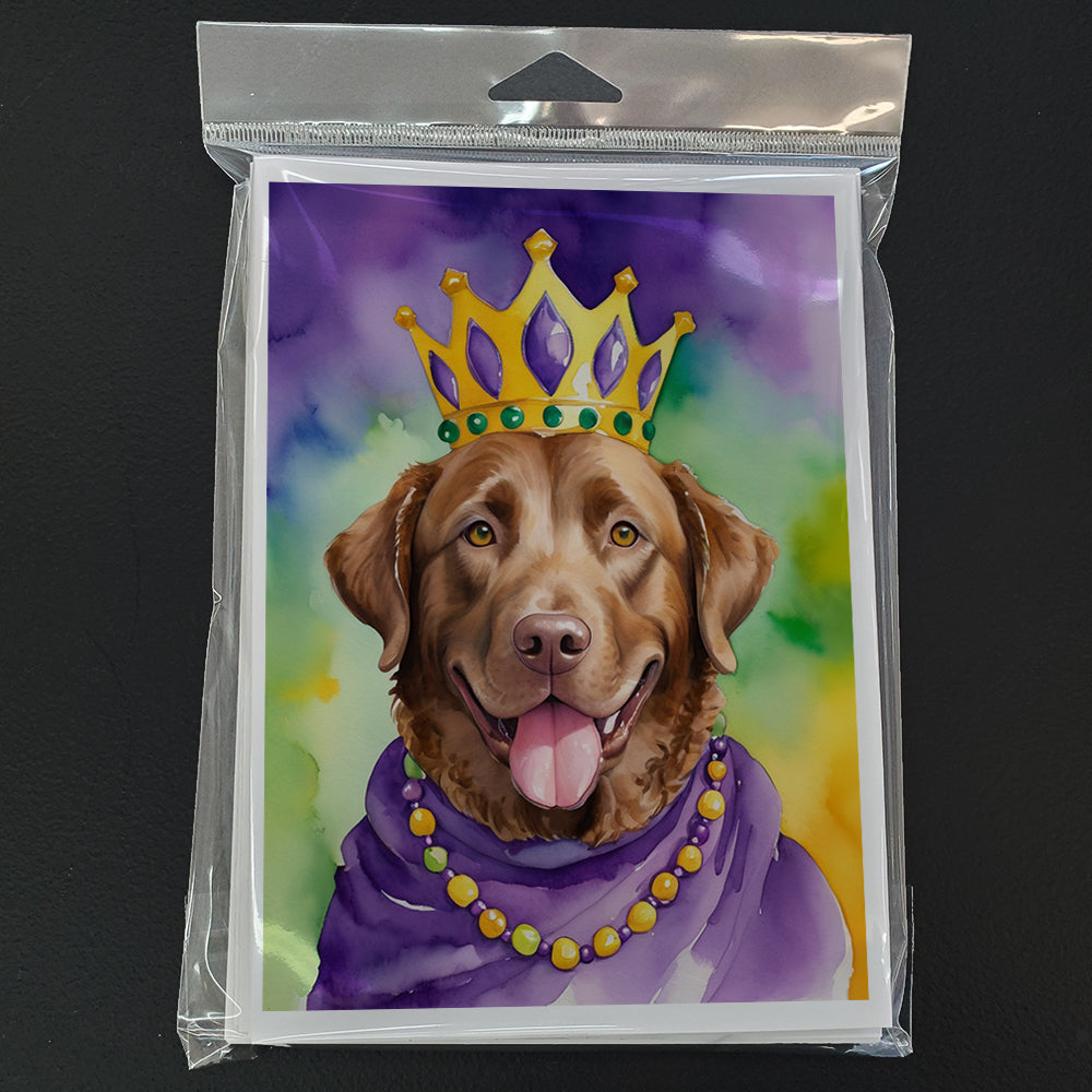 Chesapeake Bay Retriever King of Mardi Gras Greeting Cards Pack of 8