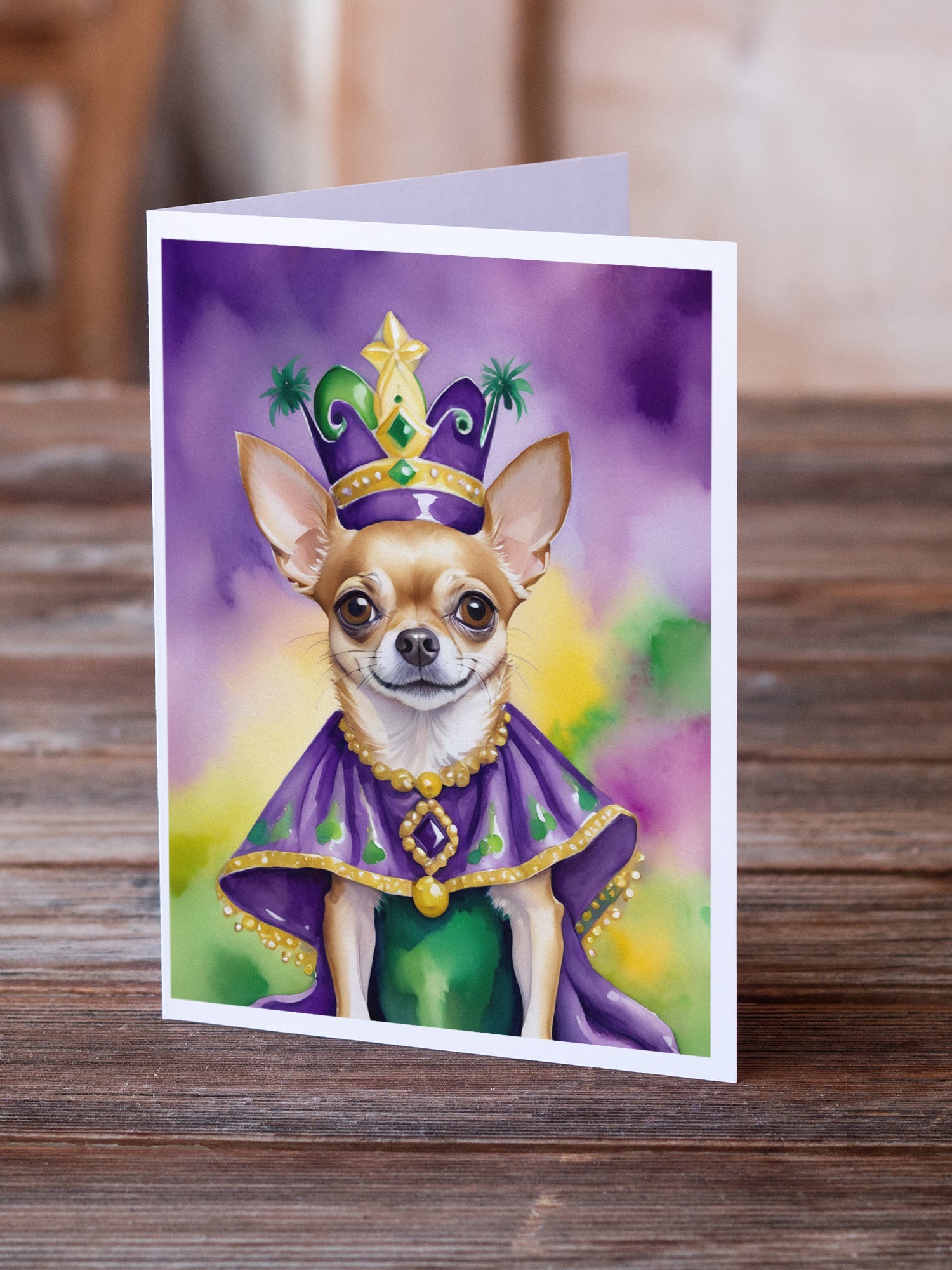 Buy this Chihuahua King of Mardi Gras Greeting Cards Pack of 8
