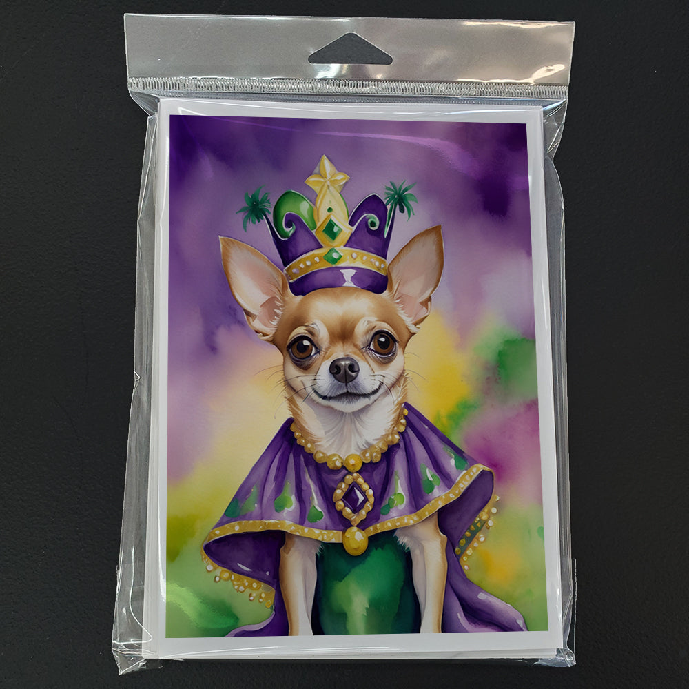 Chihuahua King of Mardi Gras Greeting Cards Pack of 8