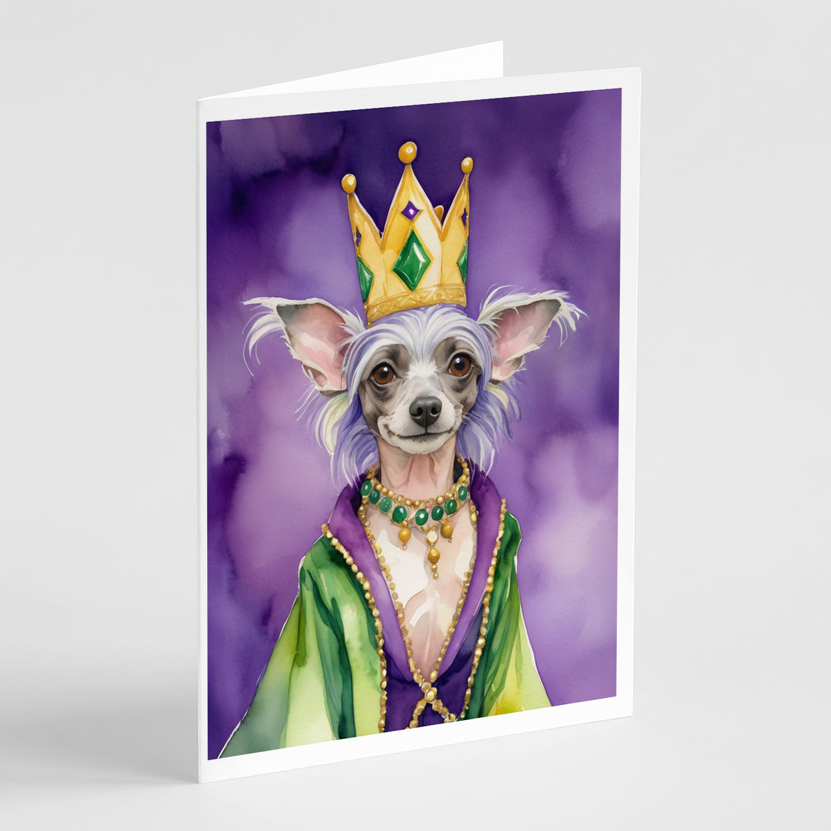 Buy this Chinese Crested King of Mardi Gras Greeting Cards Pack of 8