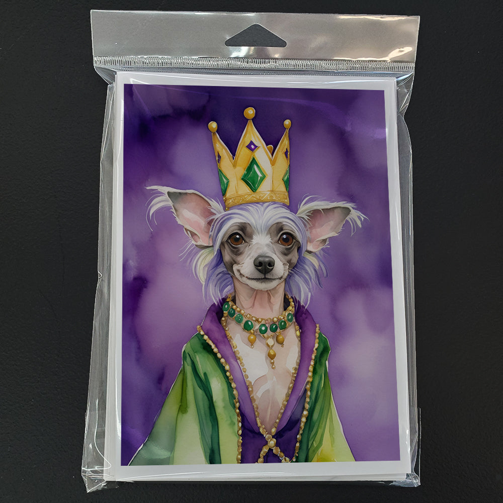 Chinese Crested King of Mardi Gras Greeting Cards Pack of 8