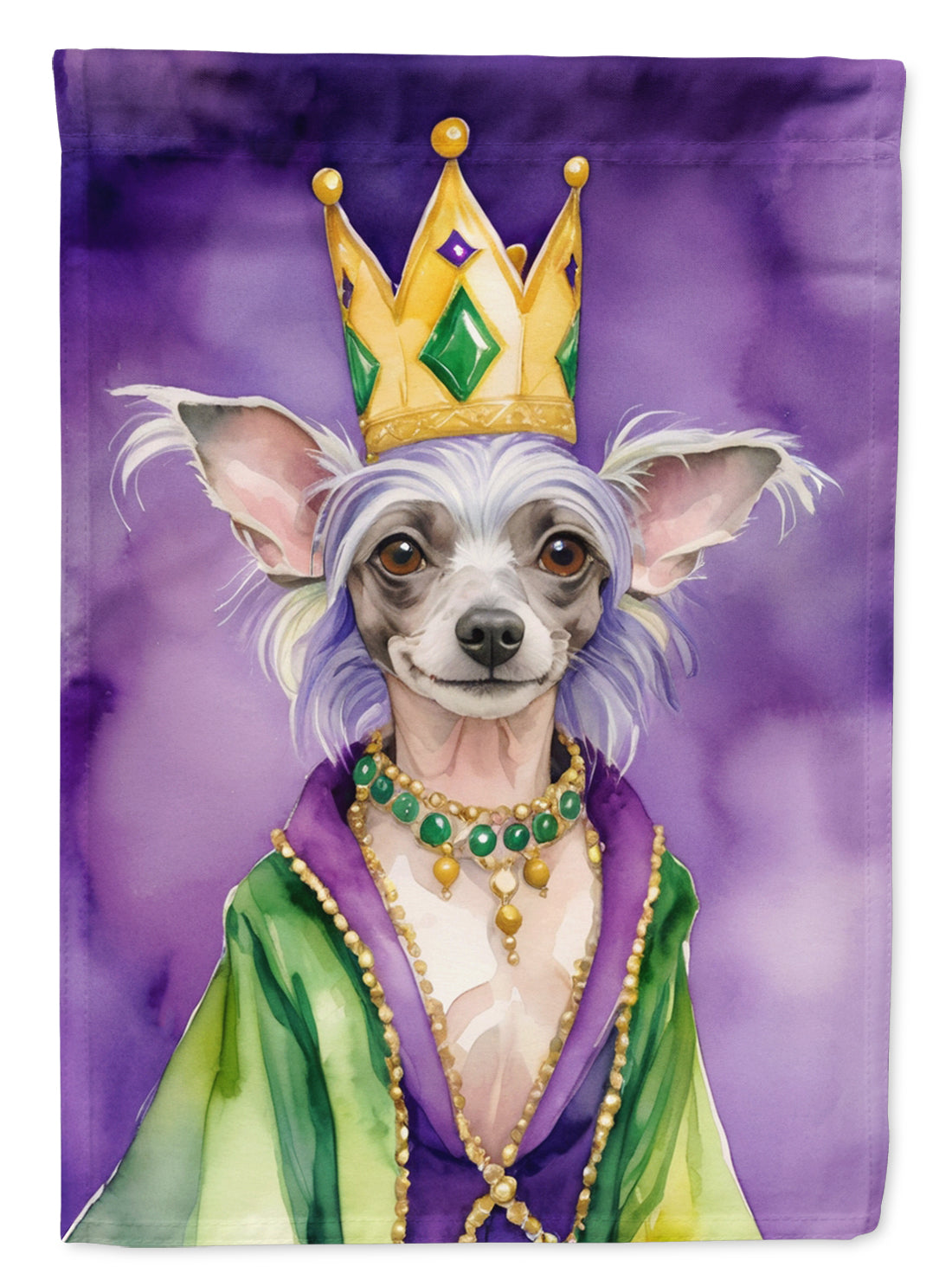 Buy this Chinese Crested King of Mardi Gras Garden Flag