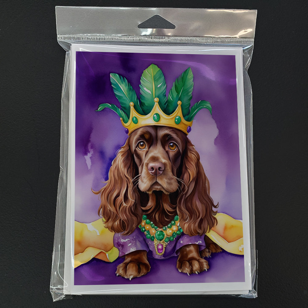Cocker Spaniel King of Mardi Gras Greeting Cards Pack of 8